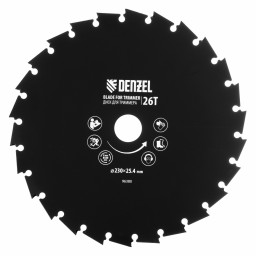 Диск для триммера c долотообразной формой зуба, 230 х 25,4 26 зубов Denzel