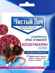 Гранулы от грызунов 200 гр Чистый дом зоокумарин-супер