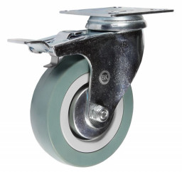 Колесная опора 50 мм аппаратная площадка, поворотная, тормоз, подшипник скольжения