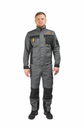 Костюм летний мужской Лидер-1 626, серый, черный ПРОФ