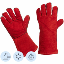 Краги спилковые WS красные зима 