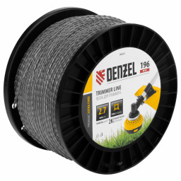 Леска для триммера двухкомпонентная витой квадрат, 2,7мм х 196м, на DIN катушке EXTRA CORD Denzel