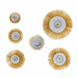 Набор щеток для дрели, 6 шт, 5 плоских 40-50-65-75-100 мм + 1 "чашка" 50 мм, со шпильками Matrix