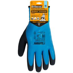 Перчатки Двойное утепление Аквастоп акрил с полиэстером, латексное покрытие Fiberon