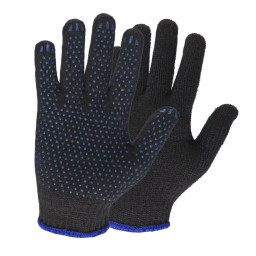 Перчатки с ПВХ 6-нитей (10) Точка черные