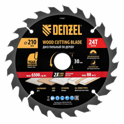 Пильный диск по дереву ф210 х 30 мм, 24 зубьев Denzel