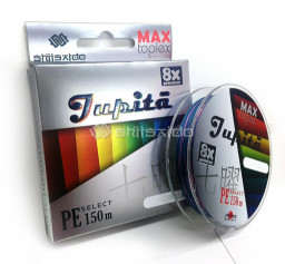 Шнур плетеный "Shii Saido" Jupita 8X, L-150 м, d-0,08 мм, test-3,3 кг, multicolor/10/