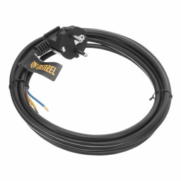 Шнур сетевой Energy Series, ПВС, 3 м, 3 x 1 мм, с неразборной вилкой, черный, Denzel