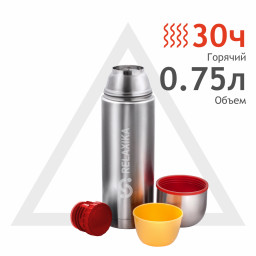 Термос Relaxika 102 0,75л, 2 чашки, стальной